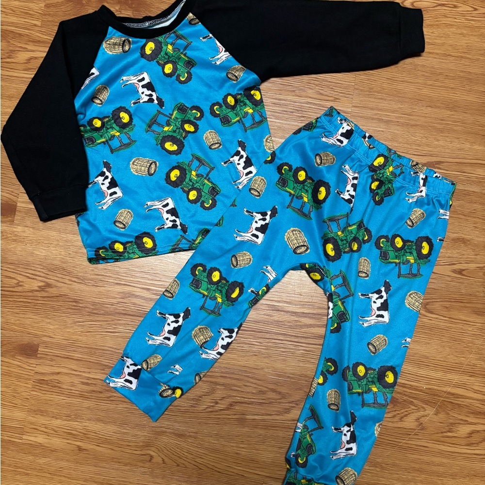 Kids Tractor and Cow Boutique Pajama Set